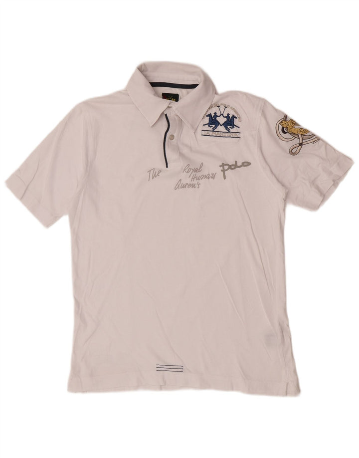Polo grafica da uomo La Martina in cotone bianco medio