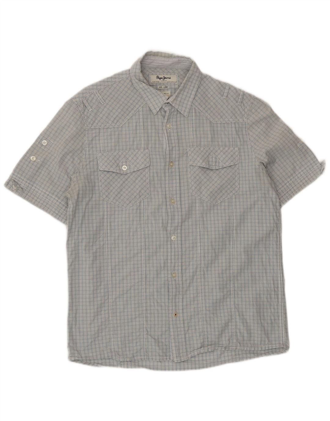 PEPE Jeans Camicia da uomo a maniche corte vestibilità regolare a quadri blu grandi