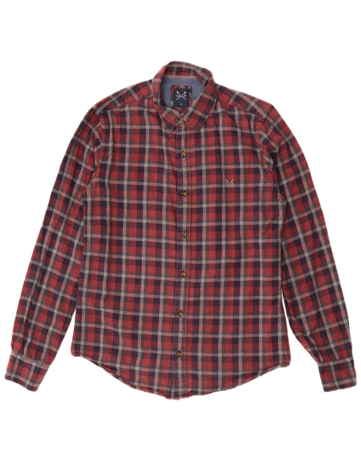 Crew Clothing Camicia da uomo in flanella in cotone a quadri rossi piccoli