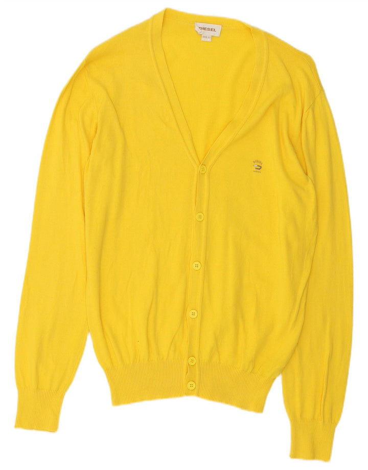 Maglione cardigan da uomo Diesel grande in cotone giallo