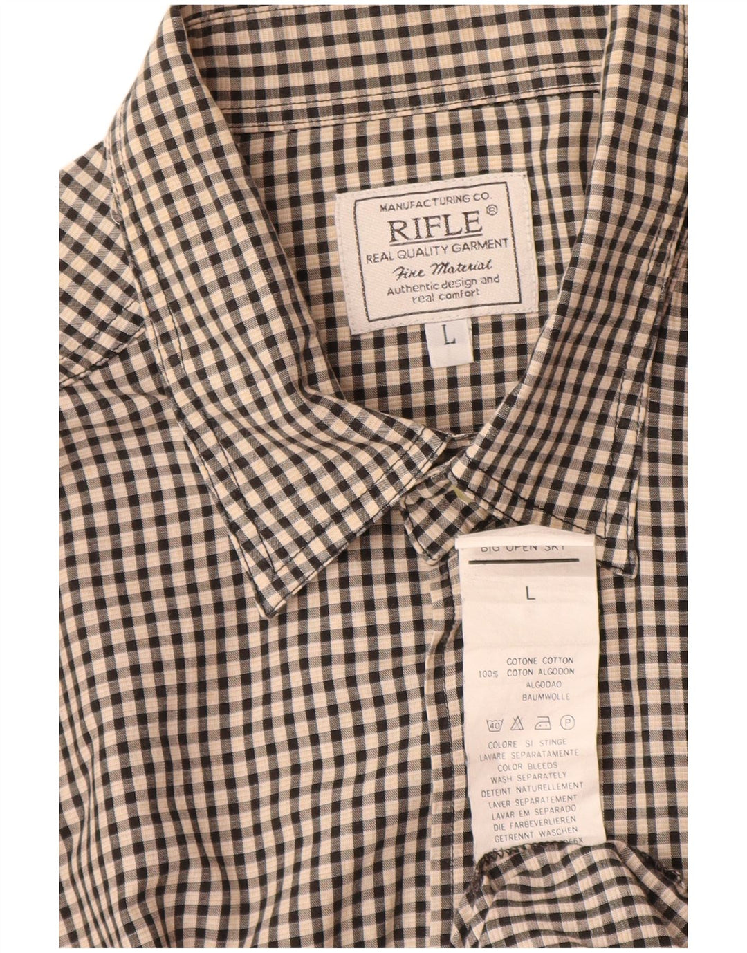 Camicia da uomo Rifle Large in cotone a quadretti beige