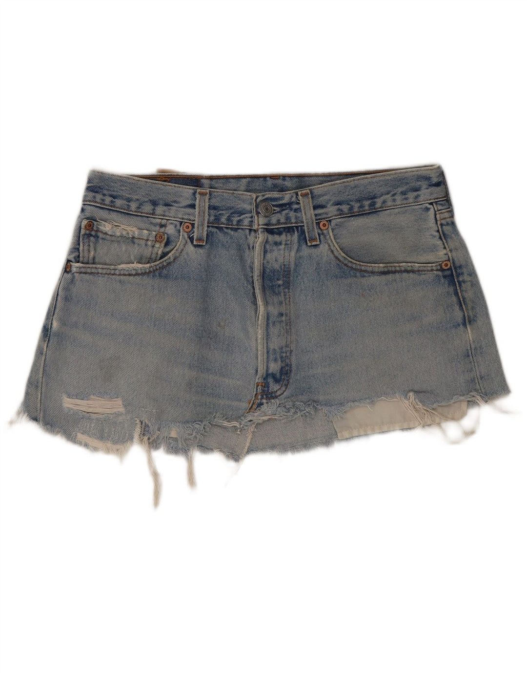 Levi's Donna 501 Mini Gonna in Denim Invecchiato W31 Cotone Blu Medio