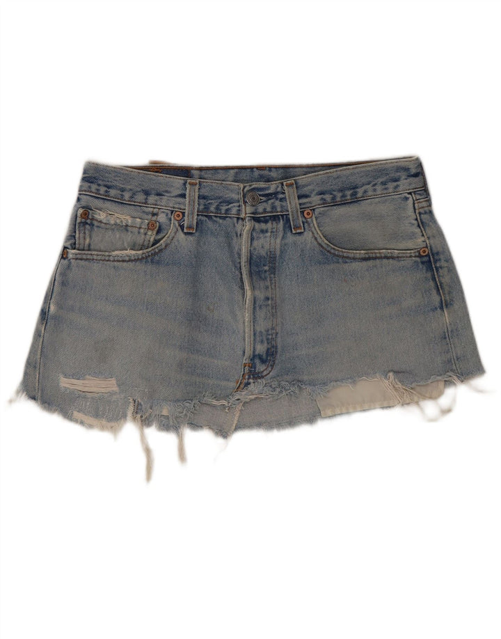 Levi's Donna 501 Mini Gonna in Denim Invecchiato W31 Cotone Blu Medio