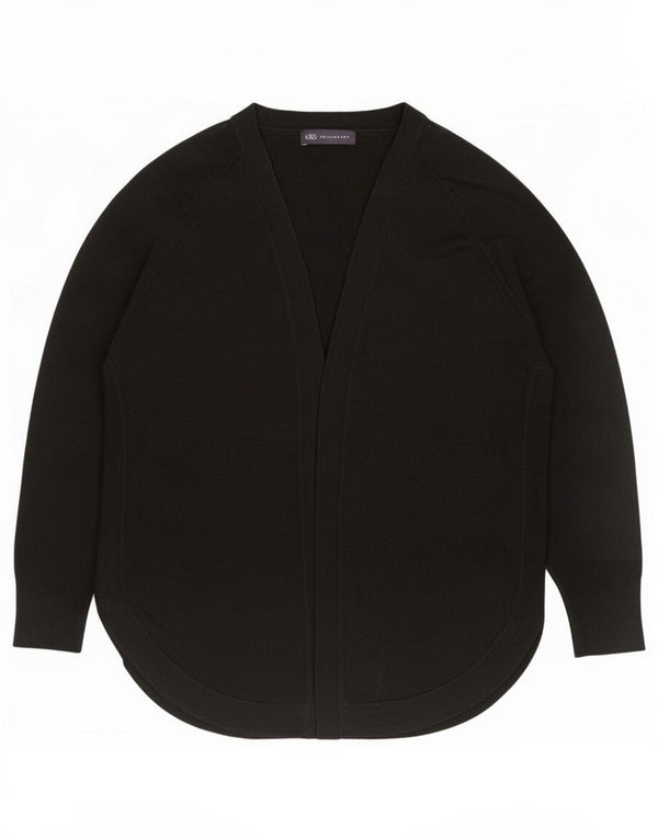 Marks & Spencer Womens Longline Cardigan Sweater UK 14 Medium Black