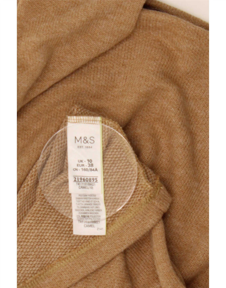 Marks & Spencer Top da donna a maniche lunghe UK 10 Small Beige Poliestere