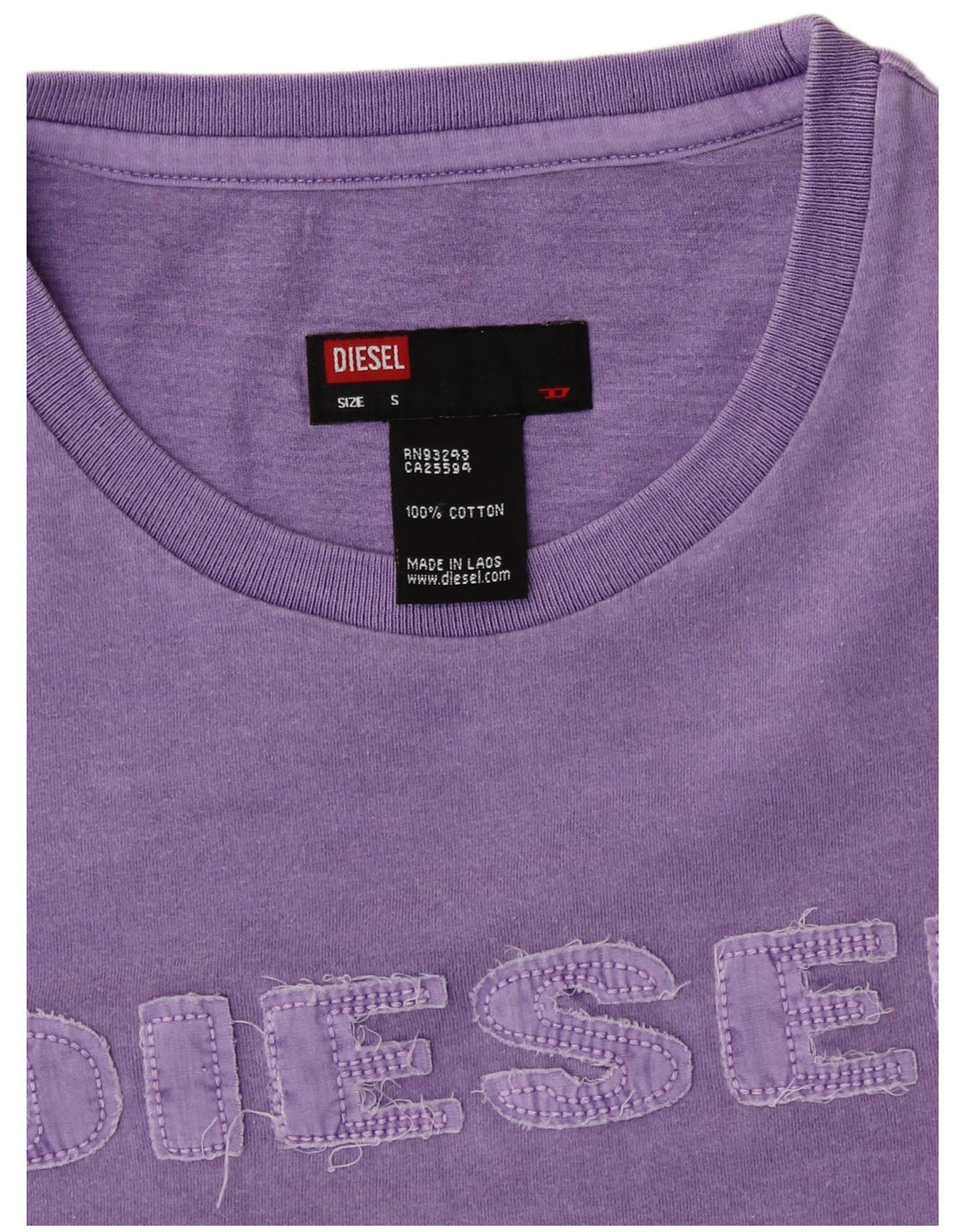 DIESEL T-shirt grafica da donna Top UK 10 piccolo cotone viola