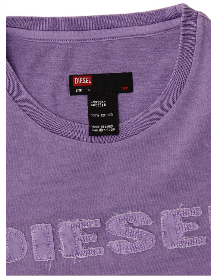 DIESEL T-shirt grafica da donna Top UK 10 piccolo cotone viola
