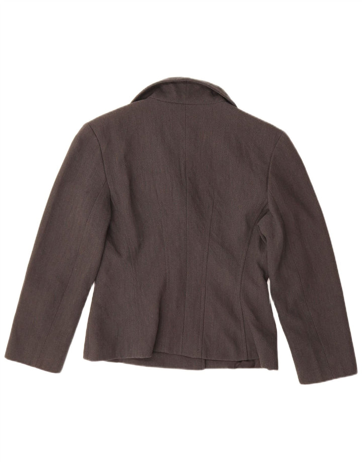 Giacca blazer doppiopetto vintage da donna corta UK 14 grigio medio