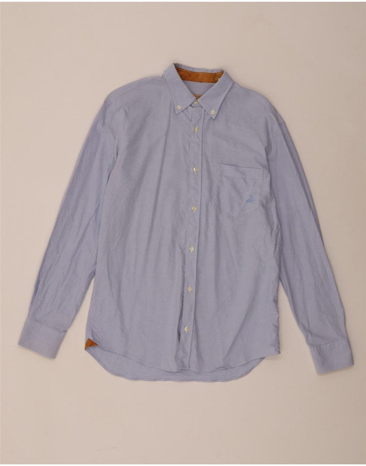 ALVIERO MARTINI Camicia Uomo Taglia 16 Large Blu Cotone