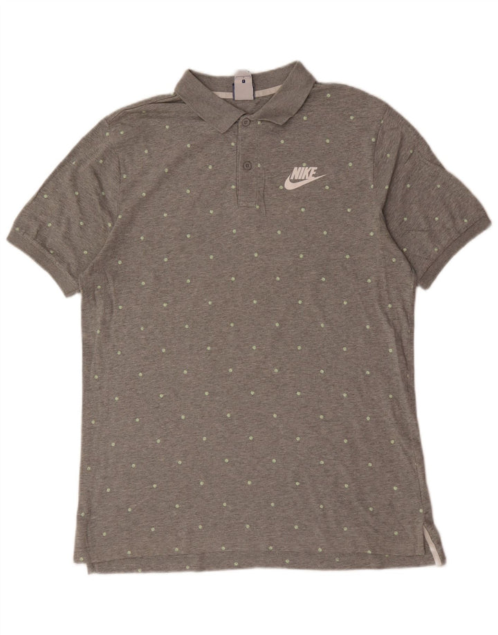 Polo Nike da uomo grande in cotone a pois grigi