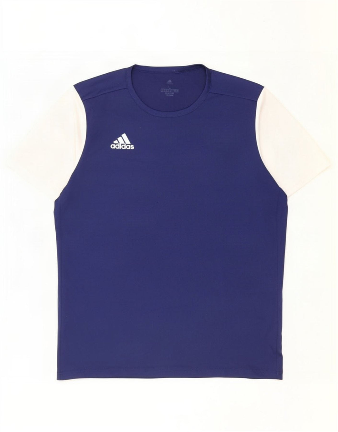 Adidas Uomo Climalite T-shirt Top Large Blu Navy Colourblock Poliestere