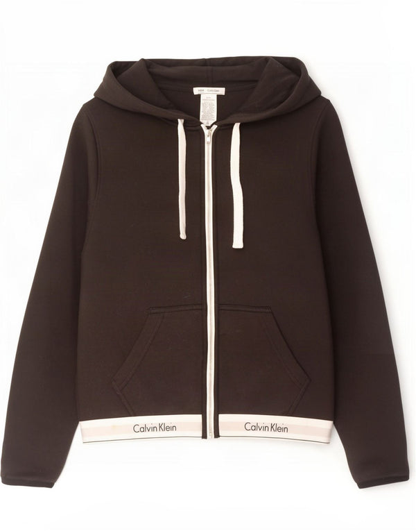 Maglione con cappuccio e zip da donna Calvin Klein UK 14 Medium Black Colourblock