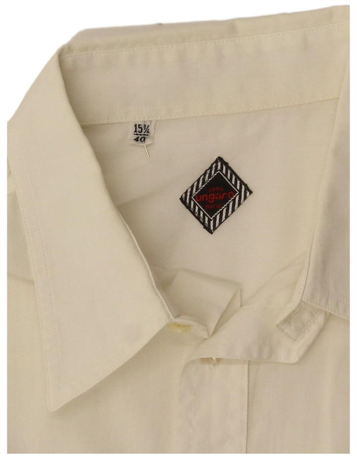 Camicia a maniche corte da uomo Ungaro Taglia 40 15 3/4 Medio Bianco