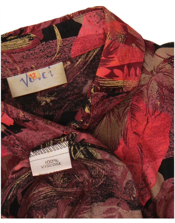 Set gonna vintage da donna in 2 pezzi UK 12 medio W27 bordeaux floreale retrò