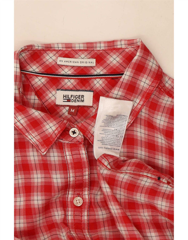 Camicia da donna Tommy Hilfiger UK 14 cotone a quadri rossi medi