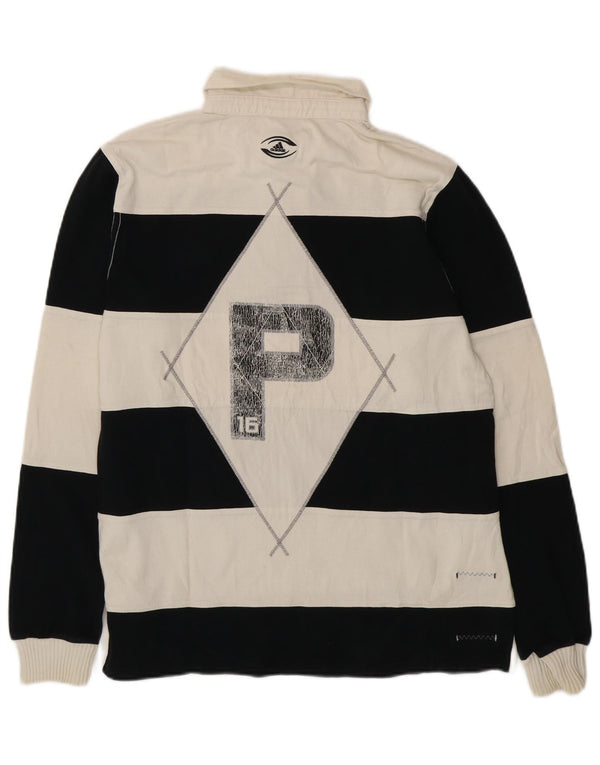 Polo da rugby da uomo con grafica grafica Adidas a maniche lunghe a righe medie nere