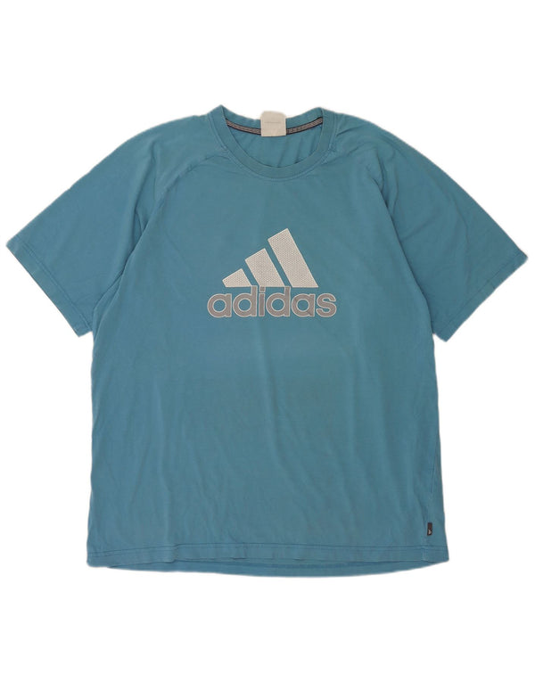 T-shirt grafica da uomo Adidas Top XL in cotone blu