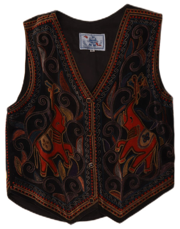 Gilet vintage da donna UK 20 2XL Nero Paisley