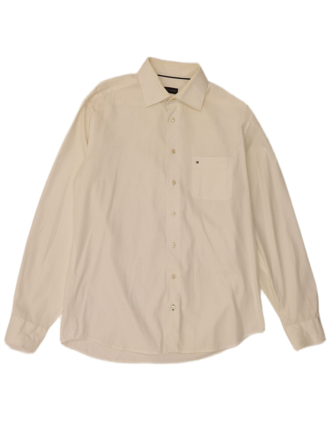 Camicia da uomo Tommy Hilfiger taglia 39 15 1/2 cotone bianco sporco medio