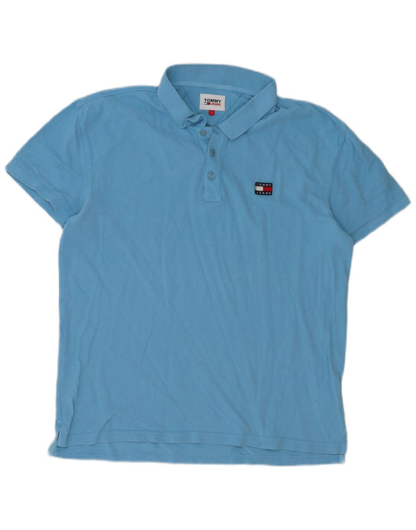Polo da uomo Tommy Hilfiger grande in cotone blu