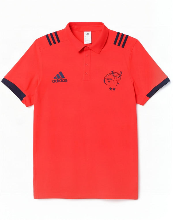 Polo grafica da uomo Adidas Munster Rugby, grande, in cotone color block rosso