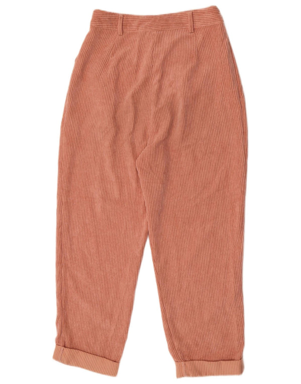 Pantaloni di velluto a coste a vita alta da donna Topshop UK 10 piccoli W26 L25 rosa