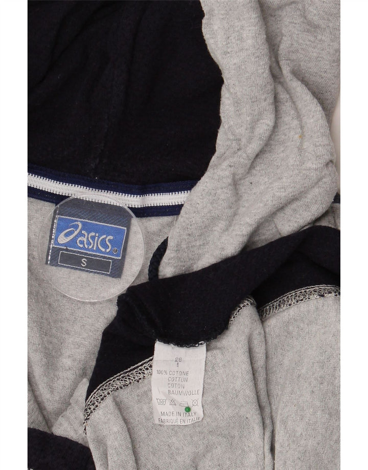 Felpa con cappuccio e zip ASICS da uomo a maniche corte, piccola, in cotone color block grigio