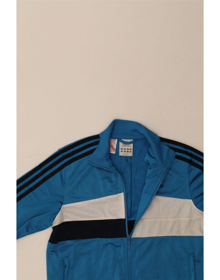 ADIDAS Boys Tracksuit Top Jacket 11-12 Years Blue Colourblock Polyester Vintage Adidas and Second-Hand Adidas from Messina Hembry 