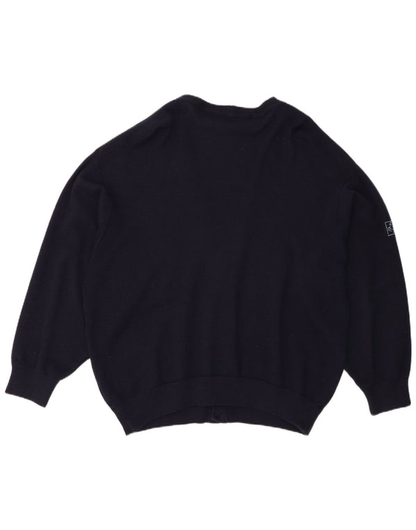 Maglione cardigan da uomo Milano EU 52 grande lana vergine blu navy