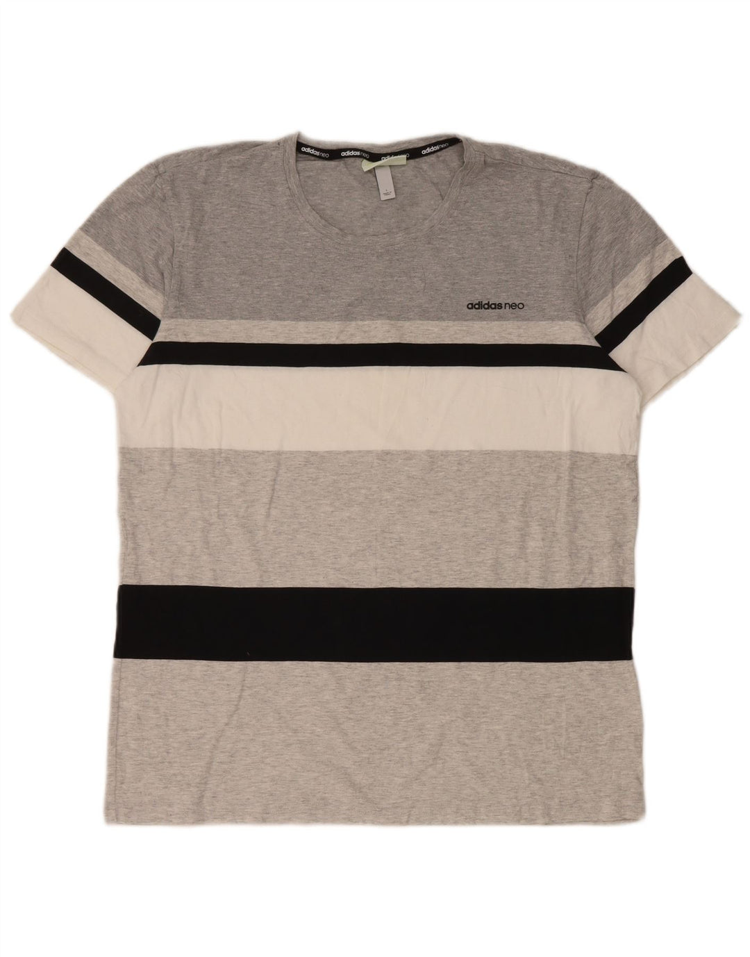 T-shirt da uomo Adidas Top grande in cotone a righe grigie