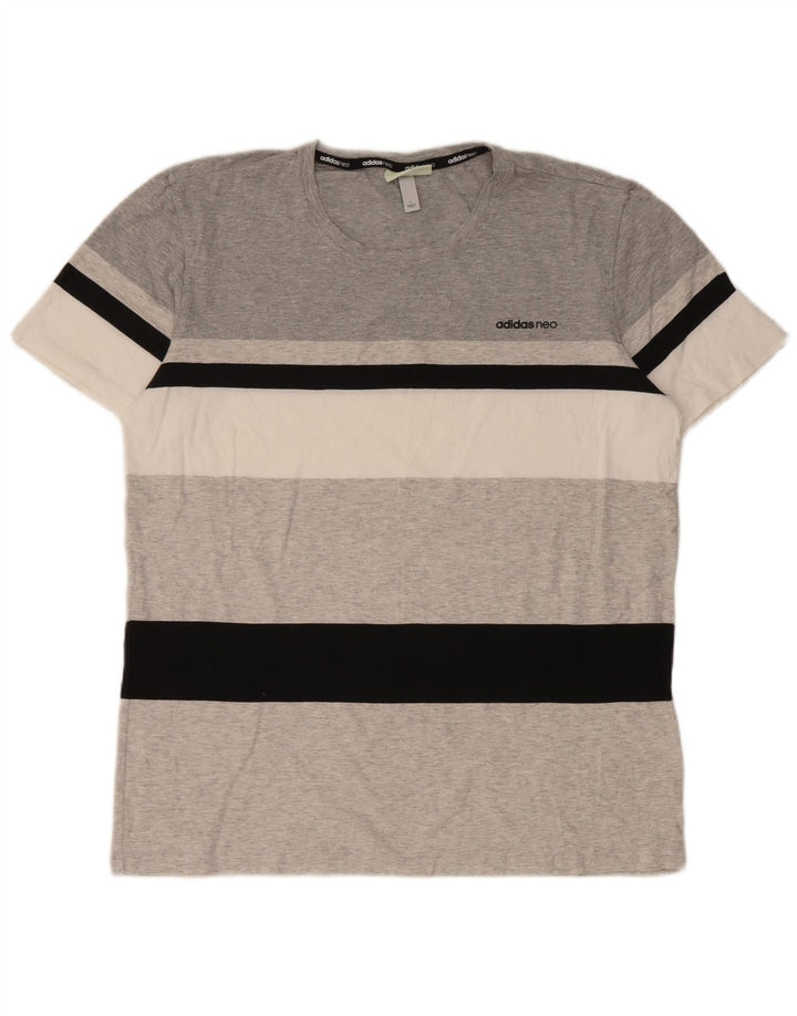 T-shirt da uomo Adidas Top grande in cotone a righe grigie