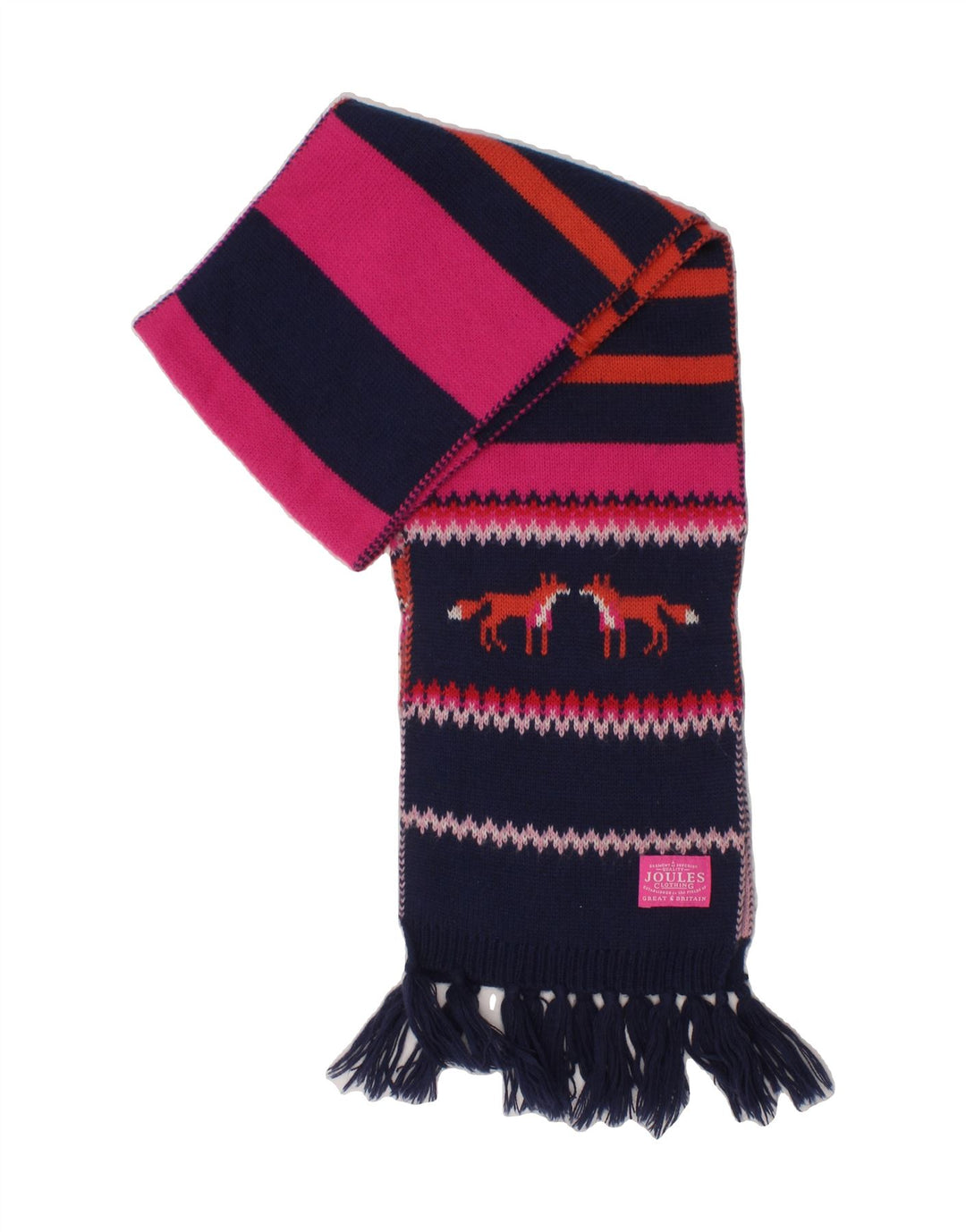 JOULES Girls Rectangle Scarf One Size Multicoloured Striped Acrylic Vintage Joules and Second-Hand Joules from Messina Hembry 