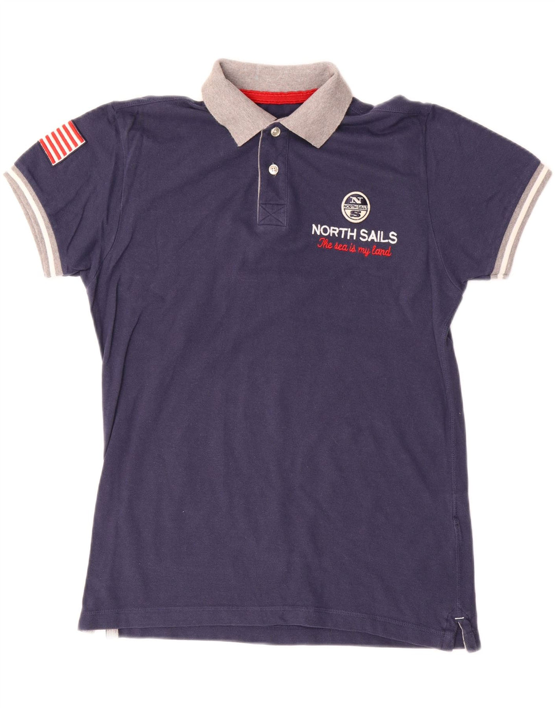 Polo grafica da uomo NORTH SAILS piccola color block blu navy