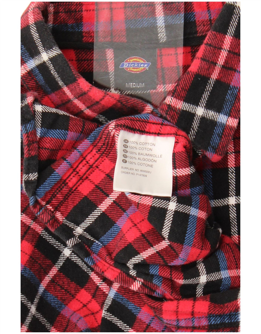 DICKIES Camicia da uomo in flanella di cotone a quadri rossi medi