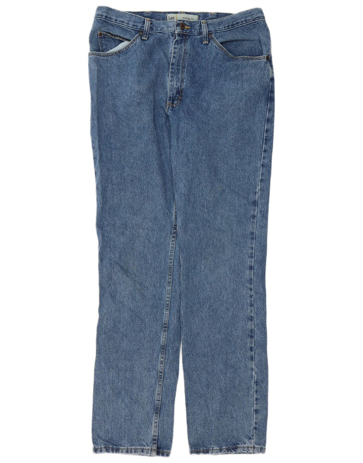 Jeans dritti da uomo vestibilità regolare Lee W36 L34 cotone blu