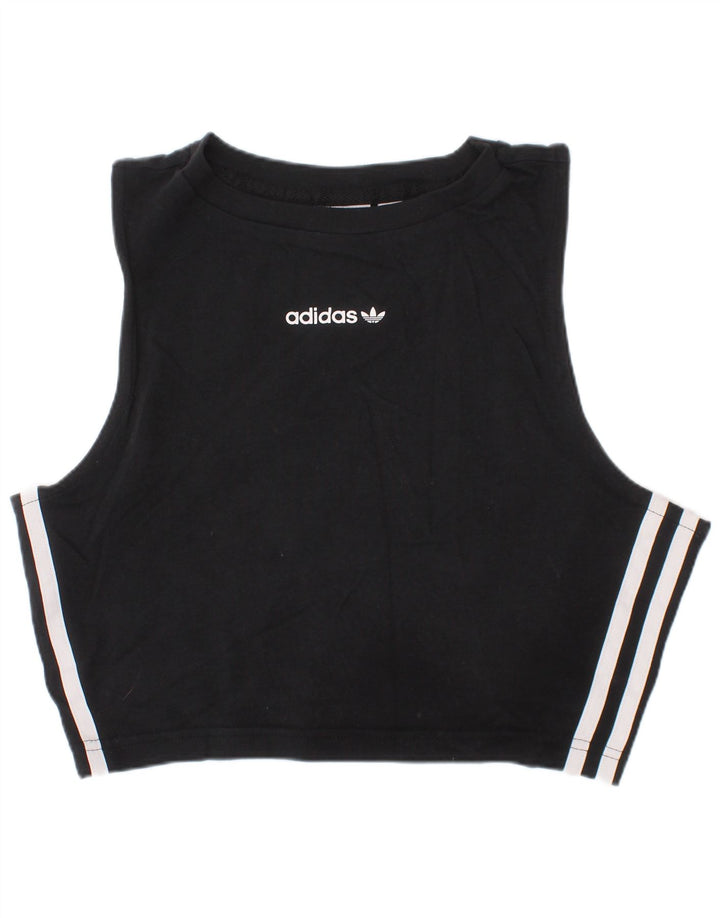 Top corto da donna Adidas UK 10 piccolo cotone nero