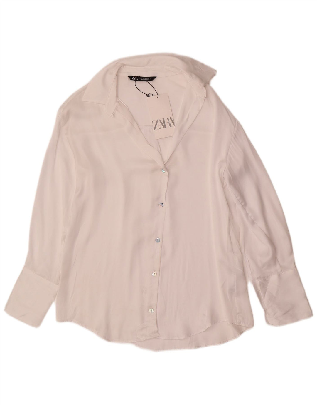 Camicia oversize da donna ZARA UK 6 XS poliestere bianco