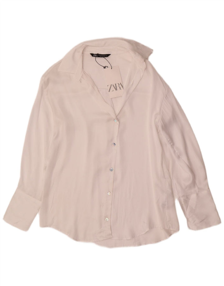 Camicia oversize da donna ZARA UK 6 XS poliestere bianco