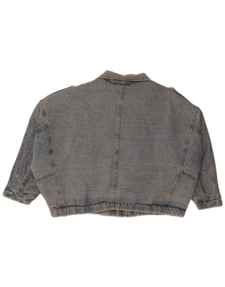 NUOVA COLLEZIONE Giacca di jeans oversize da donna con maniche a 3/4 UK 10 Small Blu