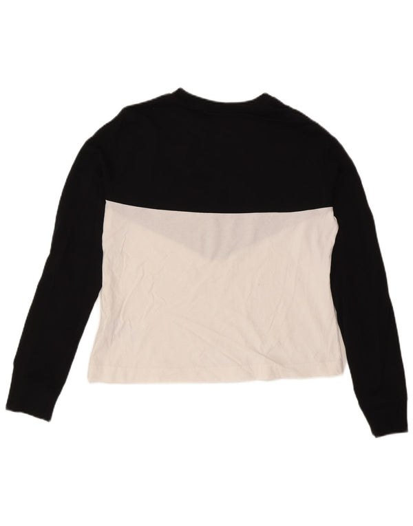 Nike - Top grafico da donna a maniche lunghe UK 12, cotone color block medio nero