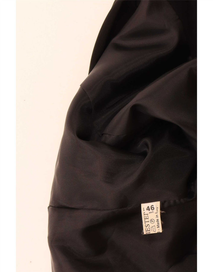 Giacca blazer vintage da donna a 3 bottoni IT 46 grande poliestere nero