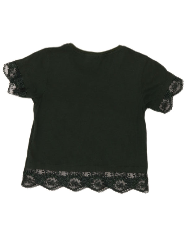 Topshop Camicetta corta da donna Petite Top UK 4 XS Verde floreale modal