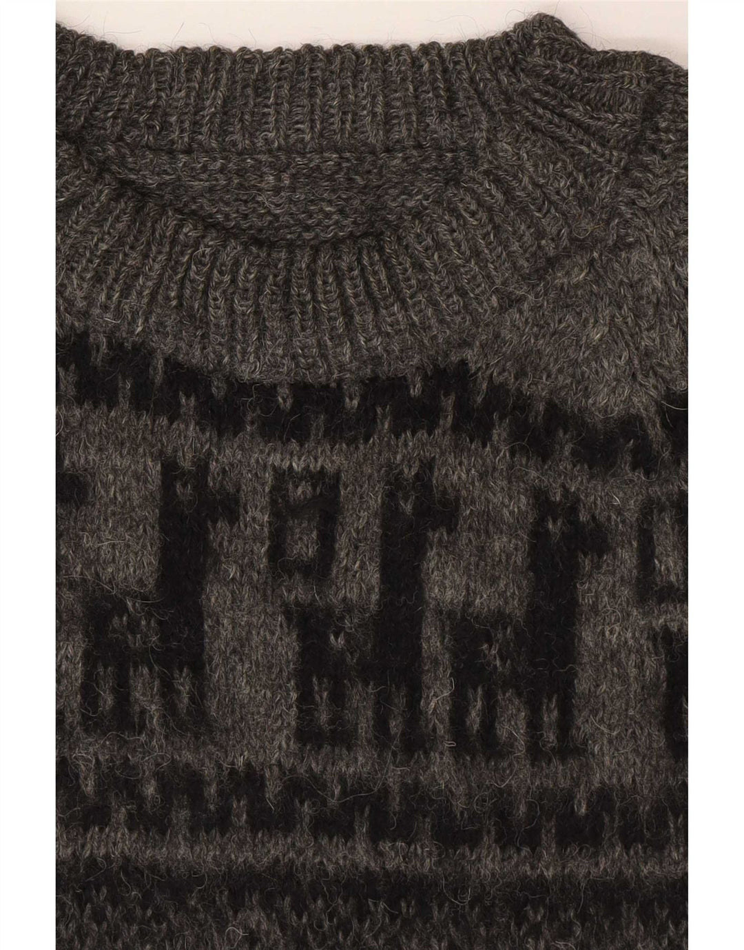 Maglione girocollo da uomo vintage piccolo grigio geometrico