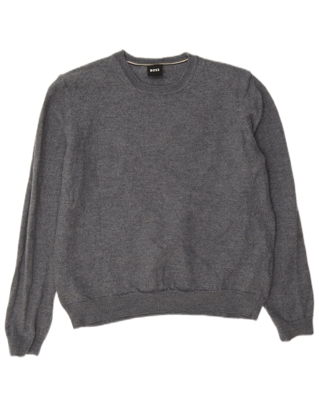 Maglione maglione girocollo da donna Hugo Boss UK 14 Lana grigio medio