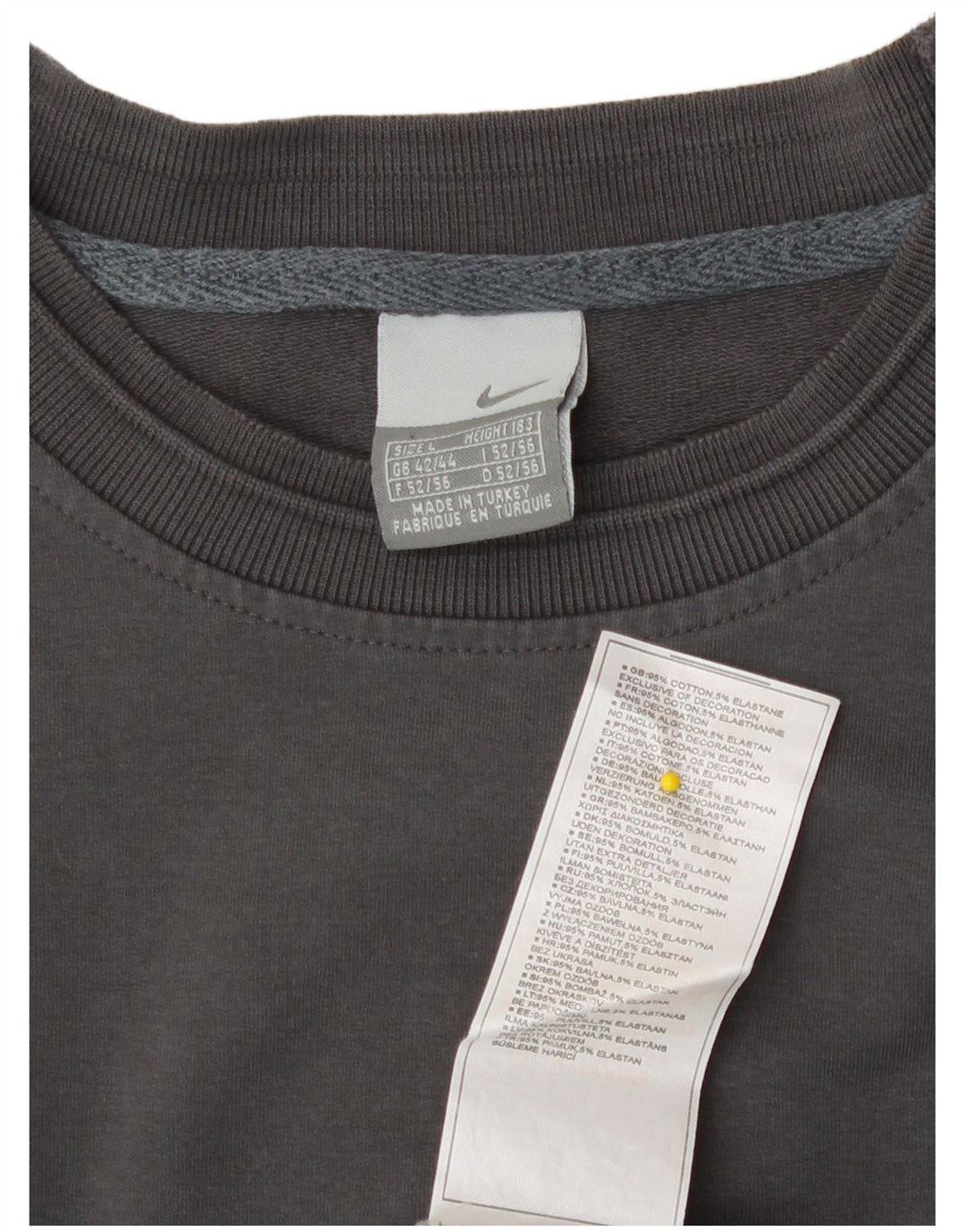 Felpa grafica da uomo Nike Felpa UK 42/44 Large Grigio Cotone