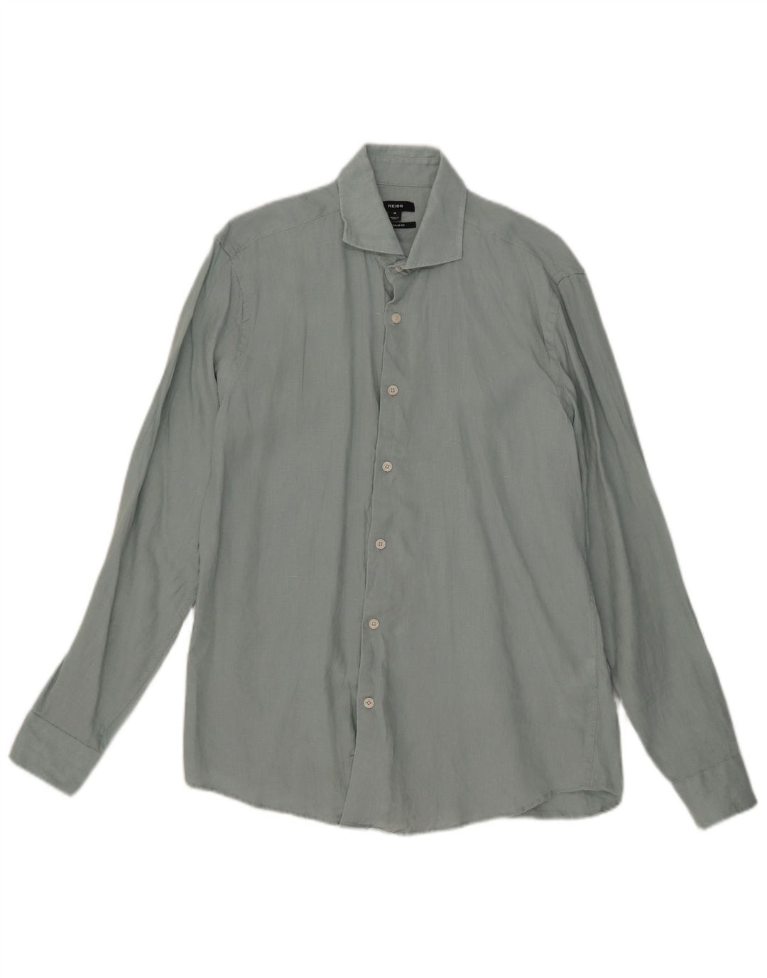Camicia Reiss da uomo vestibilità regolare in lino blu medio