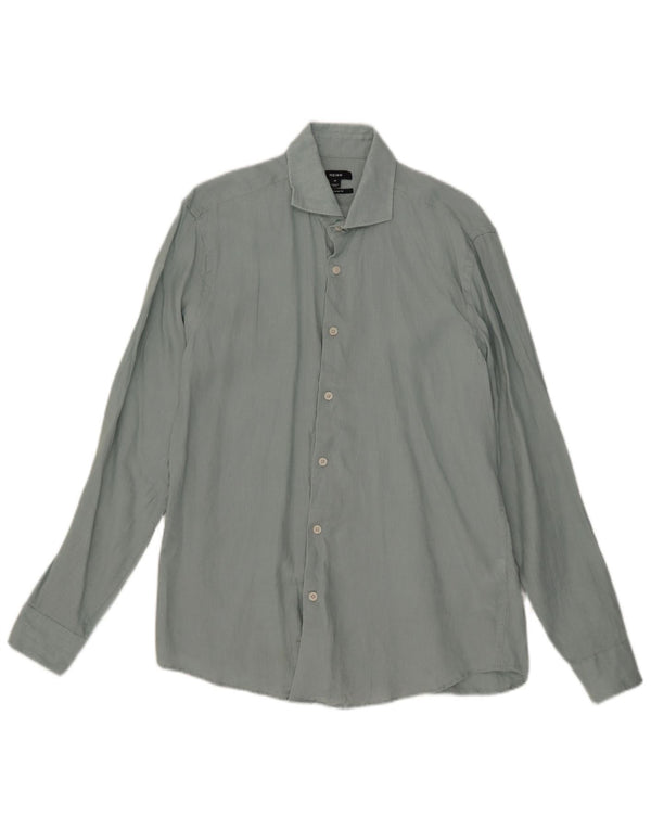 Camicia Reiss da uomo vestibilità regolare in lino blu medio