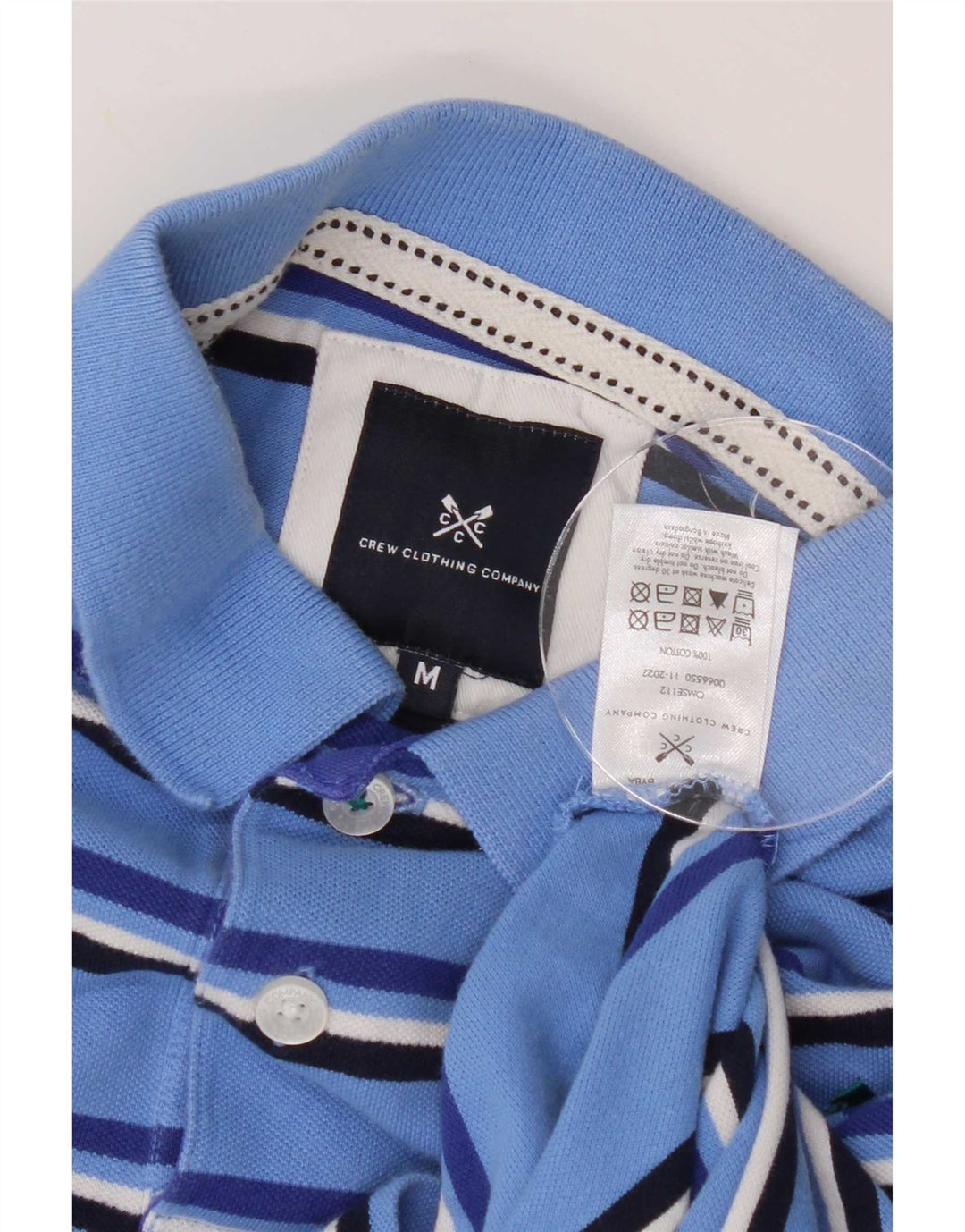 Crew Clothing Polo da uomo in cotone a righe blu medio