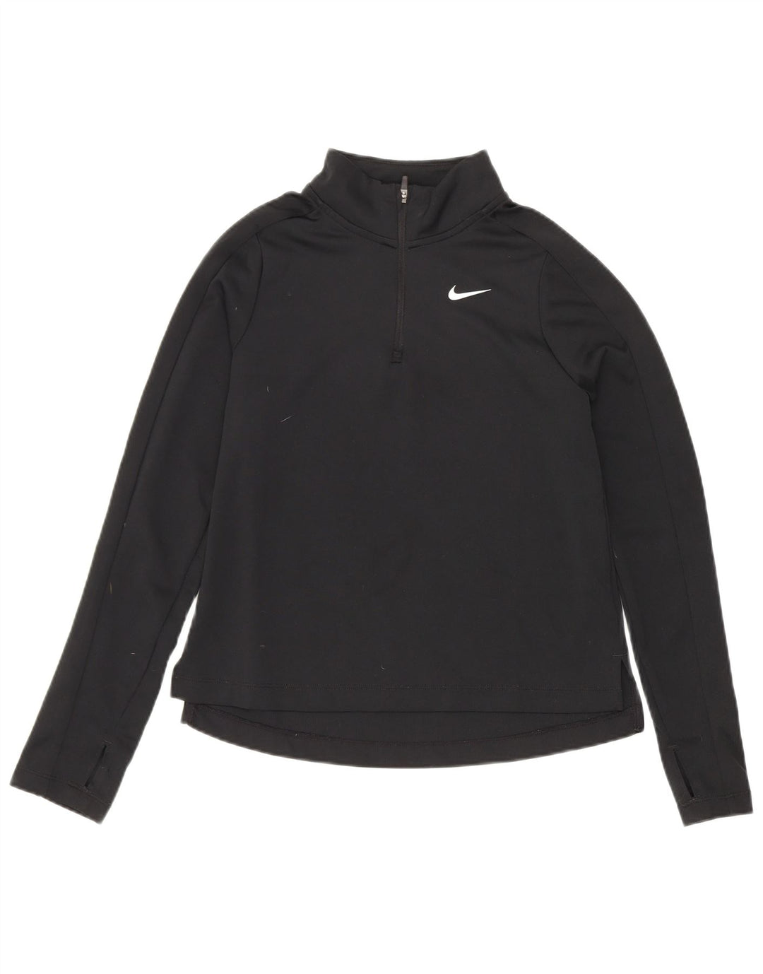 Top della tuta pullover Nike Dri Fit con zip e collo per ragazze 10-11 anni, colore nero medio