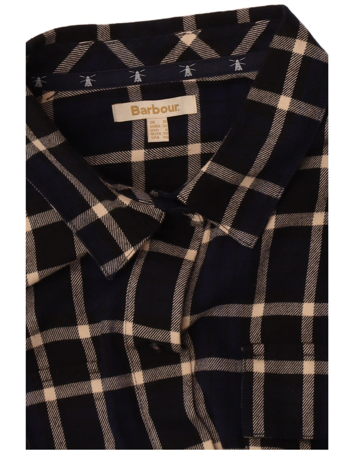 Abito camicia a maniche lunghe da donna Barbour UK 10 piccolo check blu navy